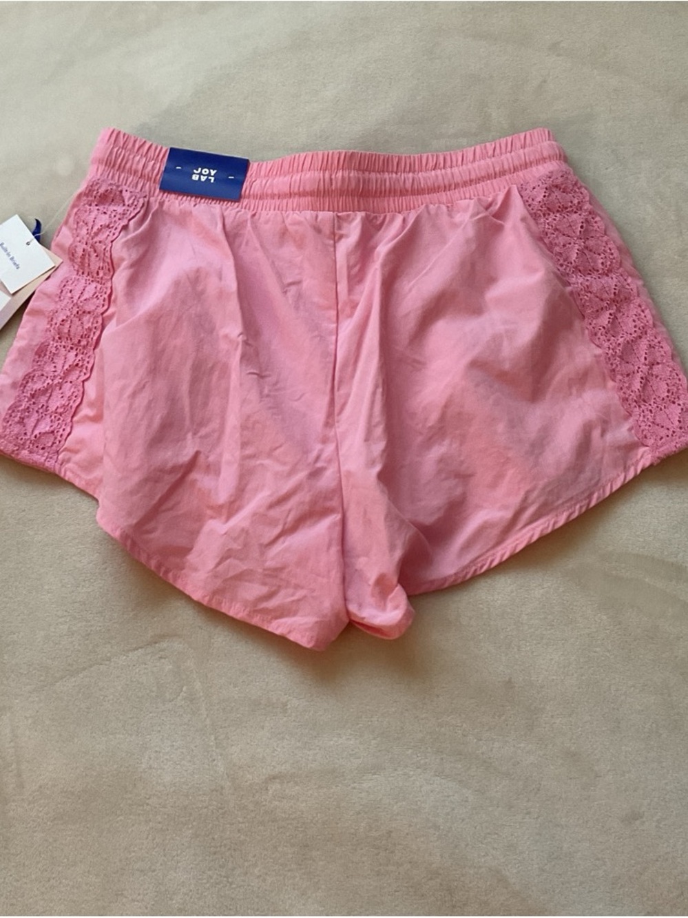 JoyLab Pink Athletic Lounge Shorts with Lace Trim - Picture 3 of 4